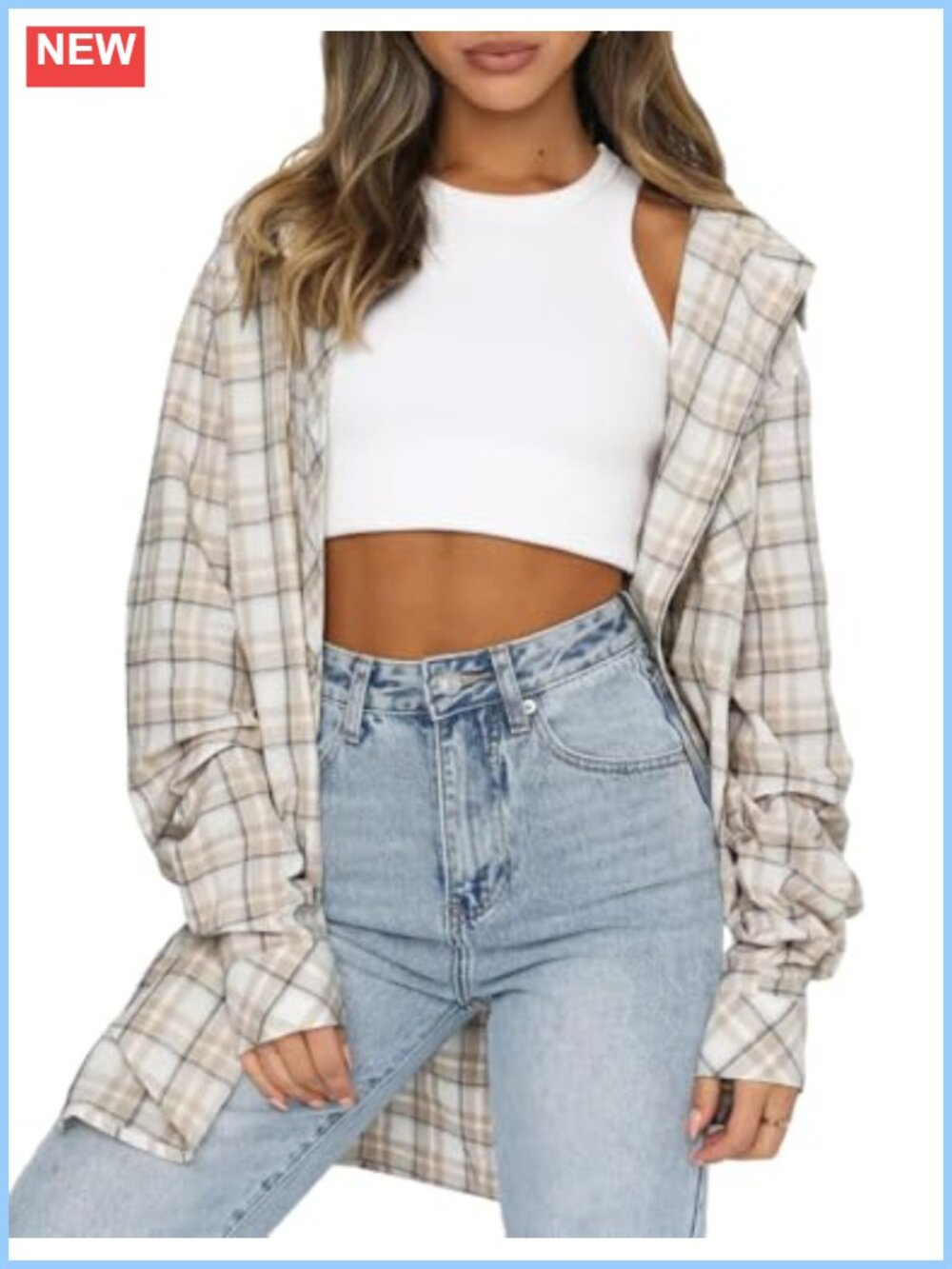 Women's Plaid Flannel Button Down Shirt Long Sleeve Casual Loose Fit
